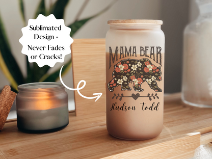 Personalized Mama Bear Glass Tumbler