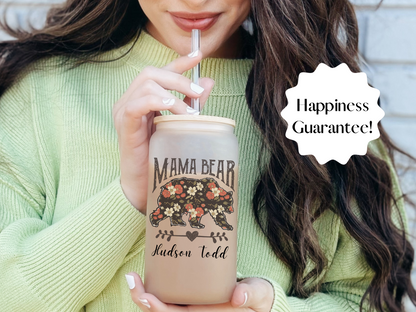 Personalized Mama Bear Glass Tumbler