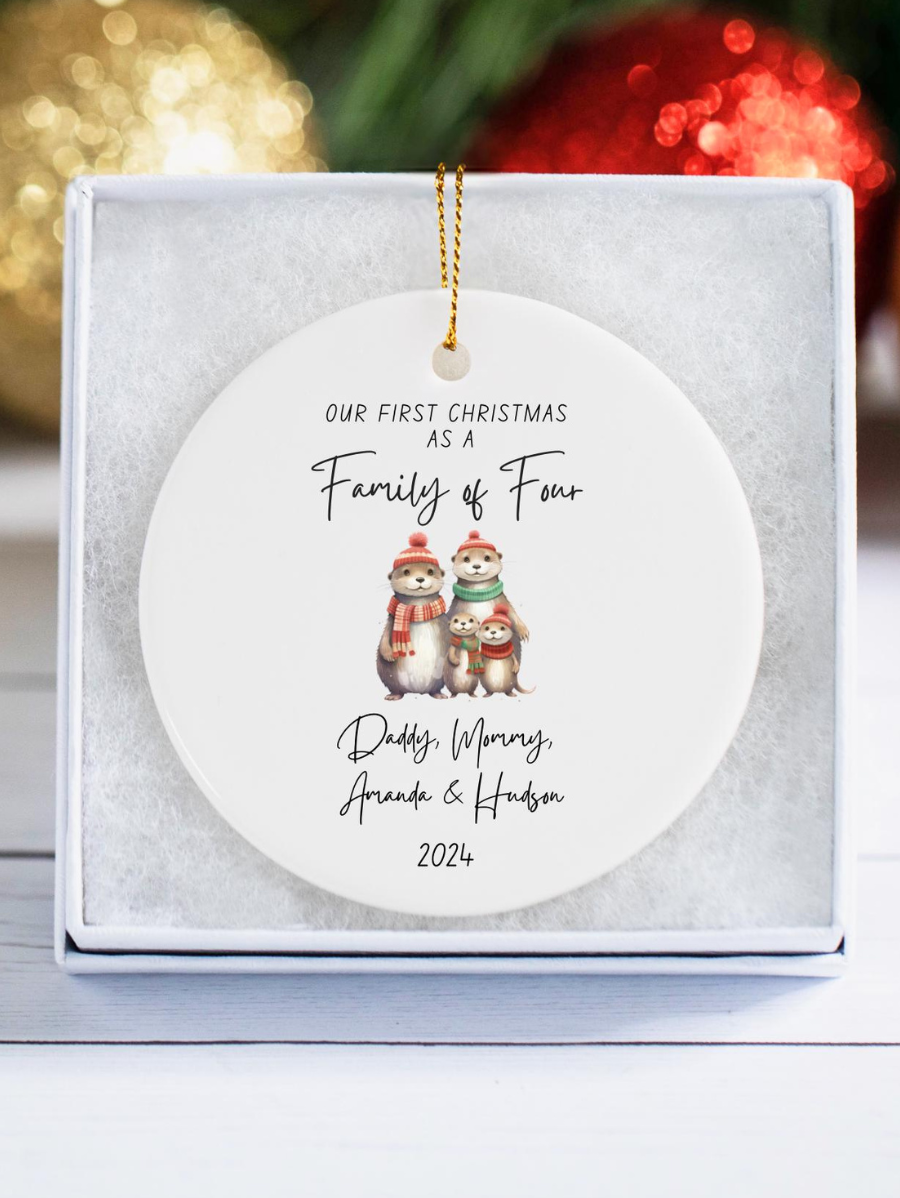 Personalised First Christmas as a Family of Four Ornament