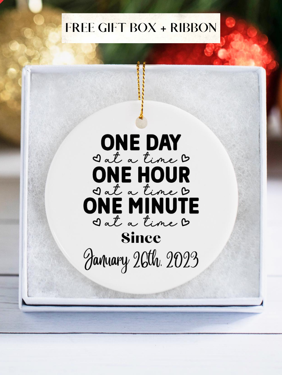 Sober Anniversary Ornament Gift Custom Gift By Date