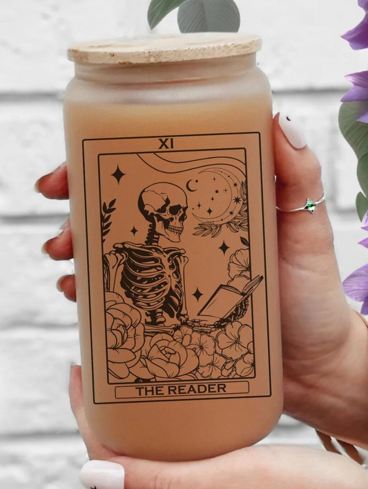 The Reader Tarot Card Iced Coffee Glass