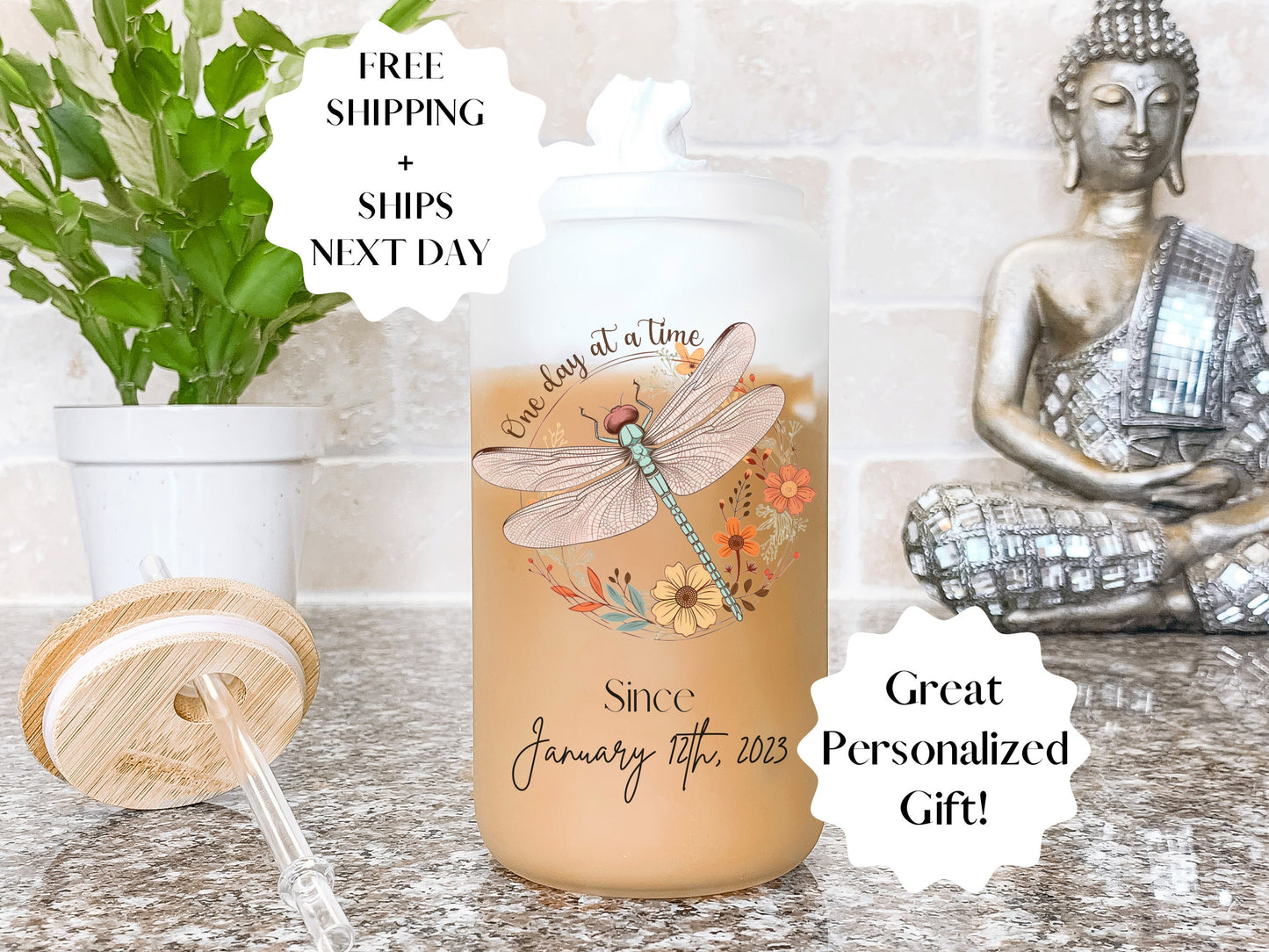 Sobriety Anniversary Glass Tumbler Gift