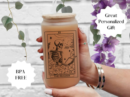 The Reader Tarot Card Iced Coffee Glass