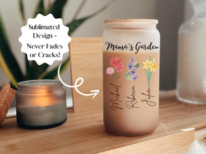 Personalized Mother's Day Birth Month Flower with Names Tumbler