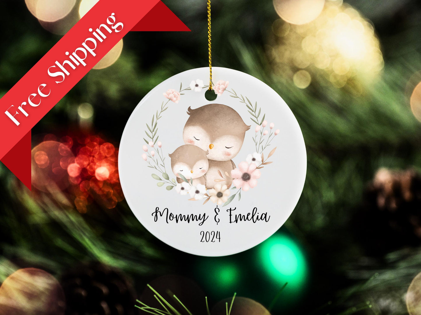 Personalized Mom and Daughter Christmas Ornament