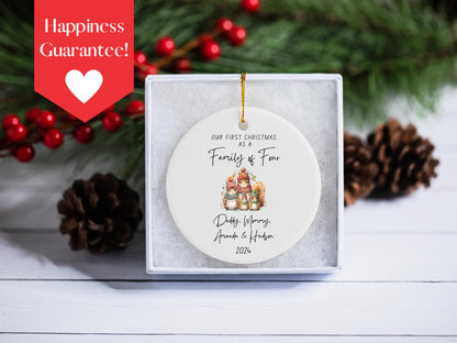 Personalised First Christmas as a Family of Four Ornament