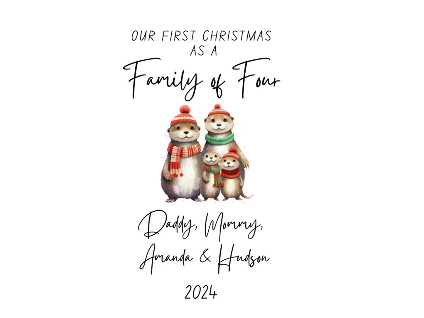 Personalised First Christmas as a Family of Four Ornament