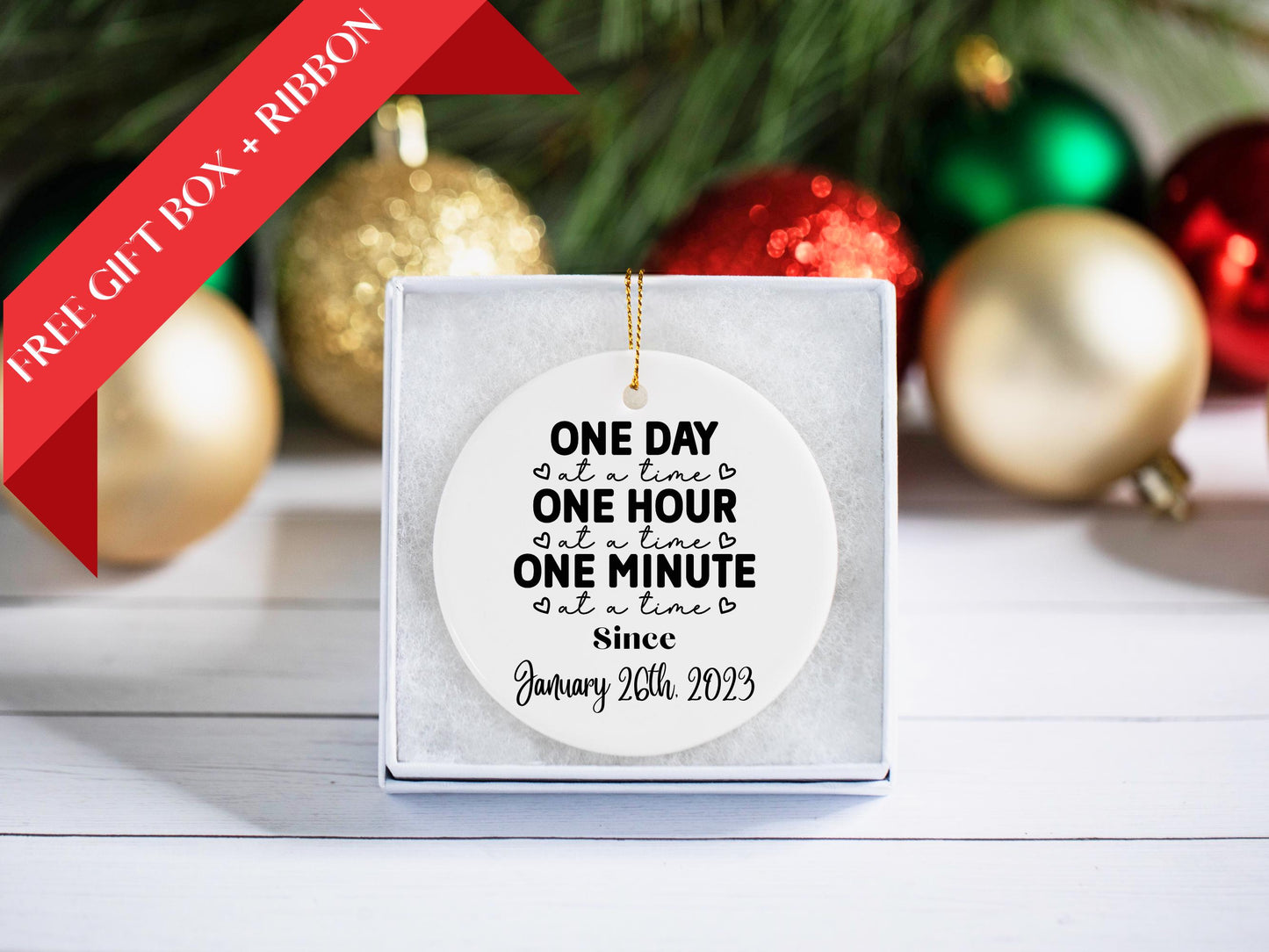 Sober Anniversary Ornament Gift Custom Gift By Date