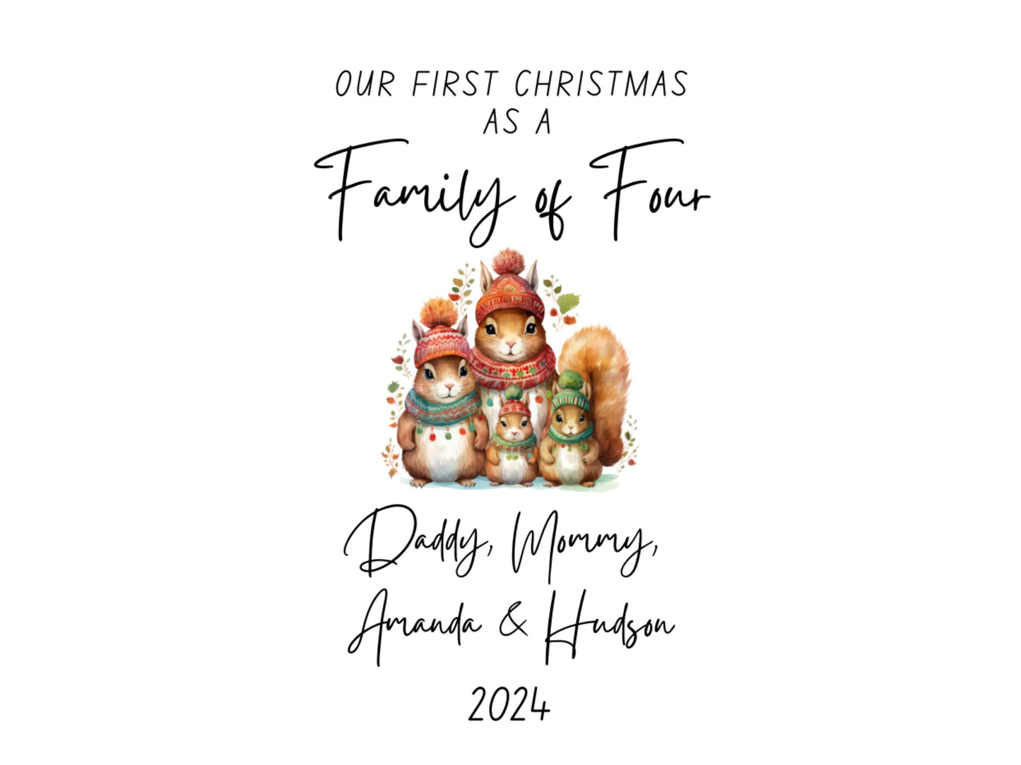 Personalised First Christmas as a Family of Four Ornament