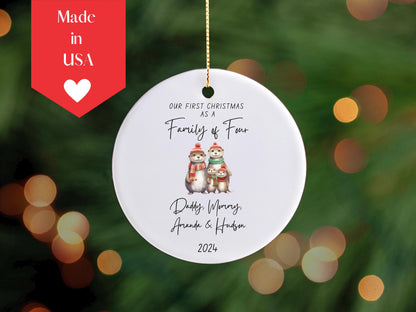 Personalised First Christmas as a Family of Four Ornament