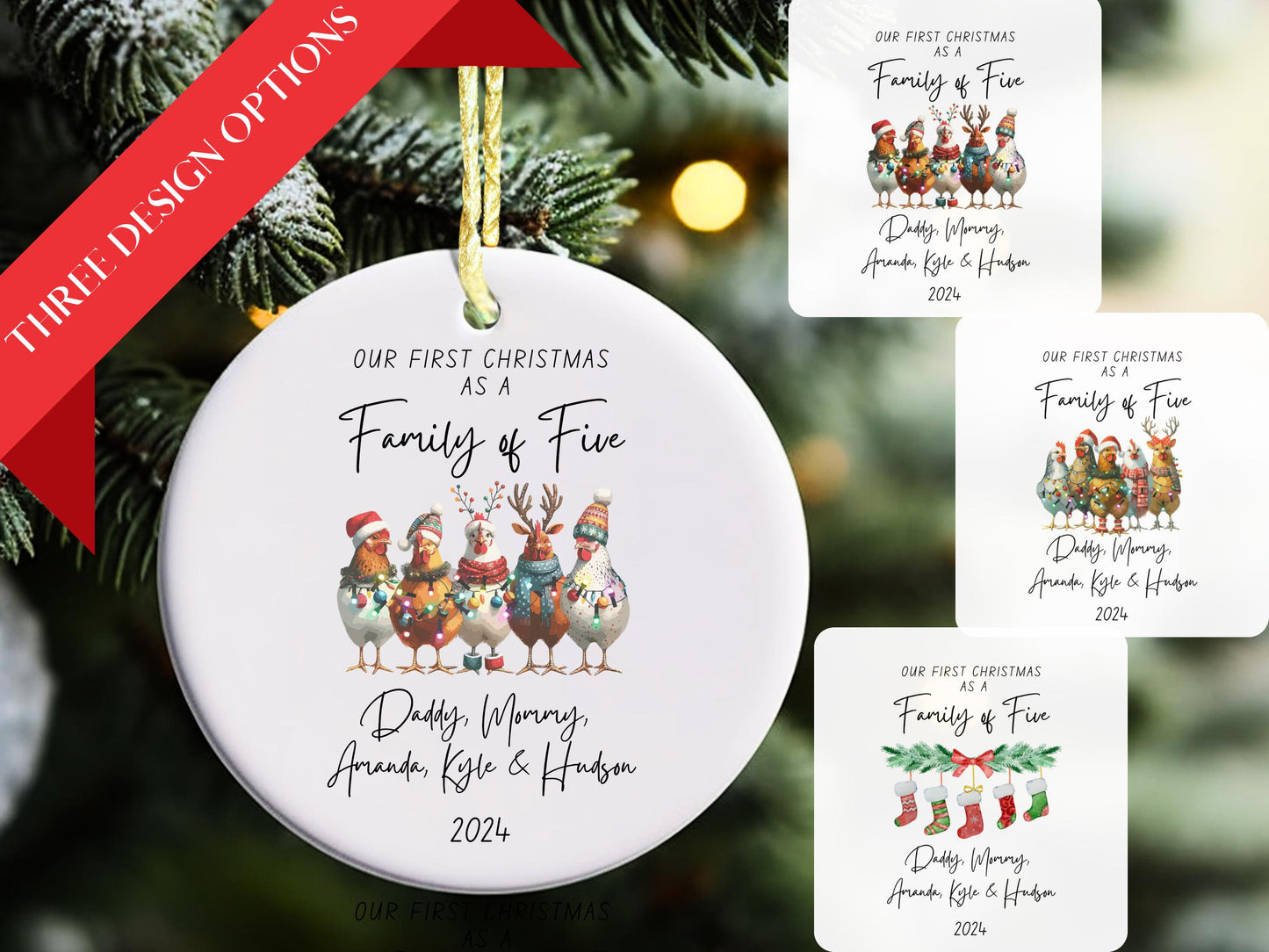 Custom Family of 5 Ornament