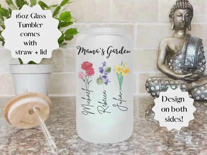 Personalized Mother's Day Birth Month Flower with Names Tumbler