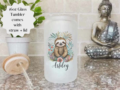 Personalized Sloth Glass Cup