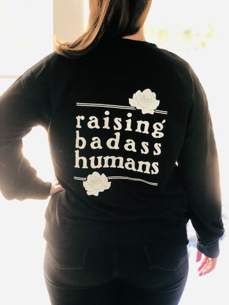Mom Raising Badass Humans Crewneck Sweatshirt
